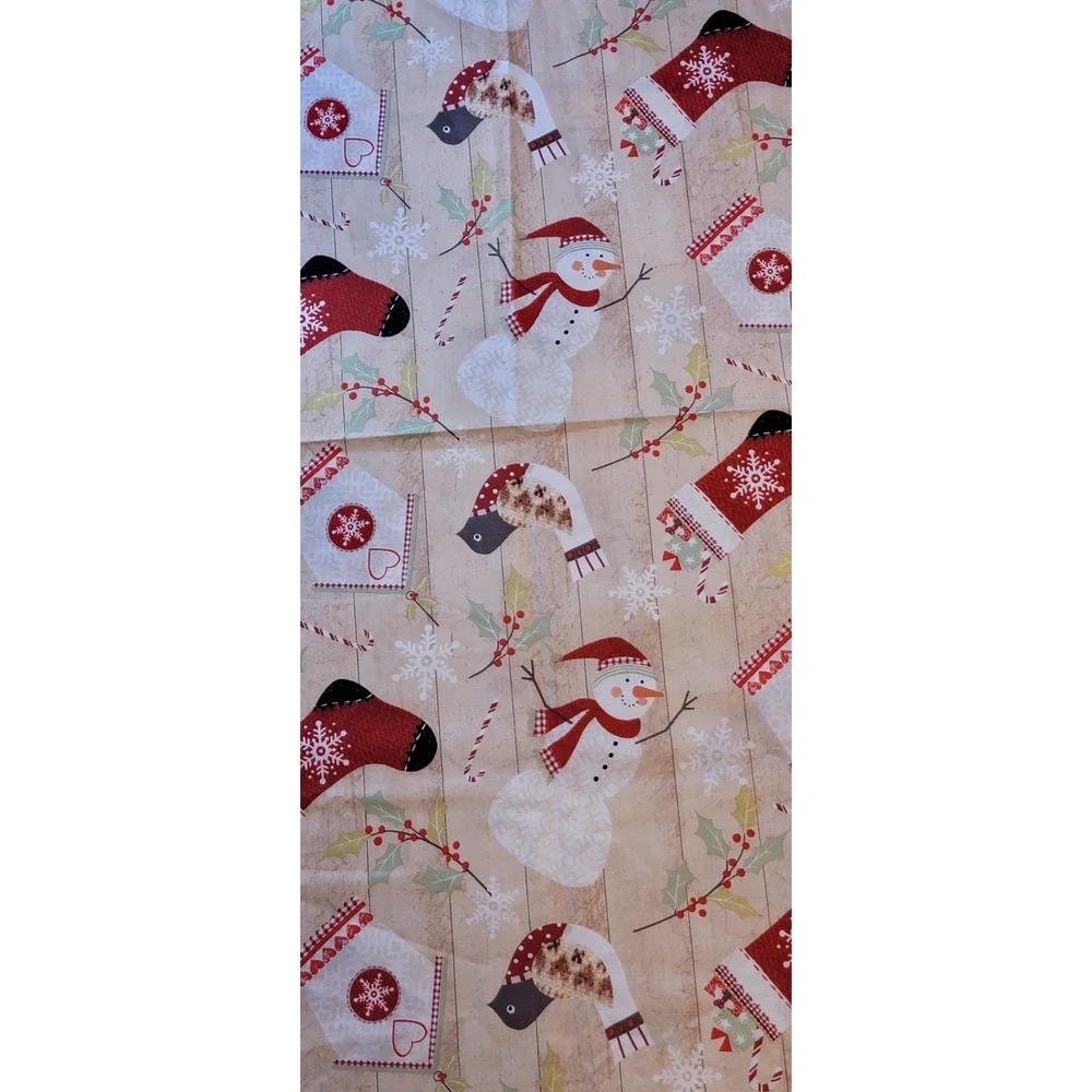 Winter Christmas Hancock Quilting Sewing Fabric Snowman Birdhouse Stocking 2 Yd